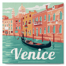 Cargar imagen en el visor de la galería, Mini Pintura por Números 20x20cm con bastidor Póster de Viaje Venecia