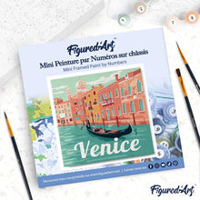 Cargar imagen en el visor de la galería, Mini Pintura por Números 20x20cm con bastidor Póster de Viaje Venecia