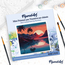 Cargar imagen en el visor de la galería, Mini Pintura por Números 20x20cm con bastidor - El Mar y la Puesta de Sol