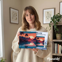 Cargar imagen en el visor de la galería, Mini Pintura por Números 20x20cm con bastidor - El Mar y la Puesta de Sol