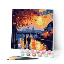 Cargar imagen en el visor de la galería, Mini Pintar por Números 20x20cm con bastidor - Noche Romántica