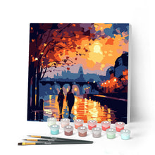 Cargar imagen en el visor de la galería, Mini Pintar por Números 20x20cm con bastidor - Noche Romántica