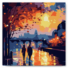 Cargar imagen en el visor de la galería, Mini Pintura por Números 20x20cm con bastidor - Noche Romántica