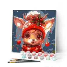 Cargar imagen en el visor de la galería, Mini Pintar por Números 20x20cm con bastidor - Adorable reno fantástico