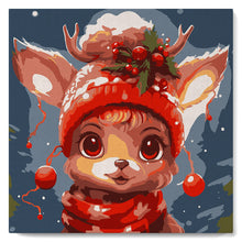 Cargar imagen en el visor de la galería, Mini Pintura por Números 20x20cm con bastidor - Adorable reno fantástico