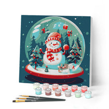 Cargar imagen en el visor de la galería, Mini Pintar por Números 20x20cm con bastidor Muñeco en Bola de Nieve