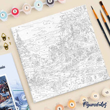 Cargar imagen en el visor de la galería, Mini Pintura por Números 20x20cm con bastidor Encantadora Cabaña Invernal