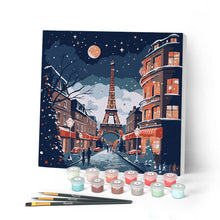 Cargar imagen en el visor de la galería, Mini Pintar por Números 20x20cm con bastidor Navidad en París