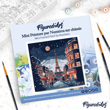 Cargar imagen en el visor de la galería, Mini Pintura por Números 20x20cm con bastidor Navidad en París