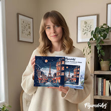 Cargar imagen en el visor de la galería, Mini Pintura por Números 20x20cm con bastidor Navidad en París