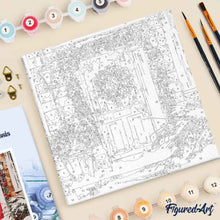 Cargar imagen en el visor de la galería, Mini Pintura por Números 20x20cm con bastidor La Puerta Roja
