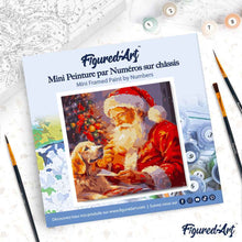 Cargar imagen en el visor de la galería, Mini Pintura por Números 20x20cm con bastidor Santa y el Perro