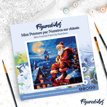 Cargar imagen en el visor de la galería, Mini Pintura por Números 20x20cm con bastidor Santa Claus y el Cielo Nocturno
