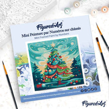 Cargar imagen en el visor de la galería, Mini Pintura por Números 20x20cm con bastidor Árbol de Navidad Abstracto