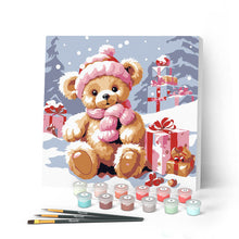 Cargar imagen en el visor de la galería, Mini Pintar por Números 20x20cm con bastidor Osito de Peluche y los Regalos
