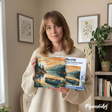 Cargar imagen en el visor de la galería, Mini Pintura por Números 20x20cm con bastidor - Canoa en lago de montaña
