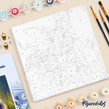 Cargar imagen en el visor de la galería, Mini Pintura por Números 20x20cm con bastidor - Conejo y flores silvestres