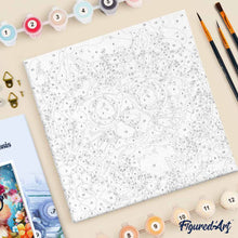 Cargar imagen en el visor de la galería, Mini Pintura por Números 20x20cm con bastidor - Ardilla de fantasía y flores