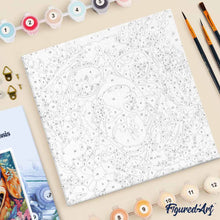 Cargar imagen en el visor de la galería, Mini Pintura por Números 20x20cm con bastidor - Perro de fantasía y flores