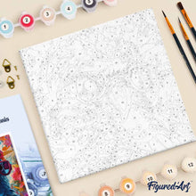 Cargar imagen en el visor de la galería, Mini Pintura por Números 20x20cm con bastidor - Loro de fantasía y flores
