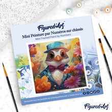 Cargar imagen en el visor de la galería, Mini Pintura por Números 20x20cm con bastidor - Pájaro de frac de fantasía y flores