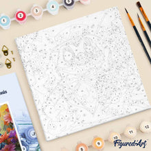 Cargar imagen en el visor de la galería, Mini Pintura por Números 20x20cm con bastidor - Pájaro de frac de fantasía y flores