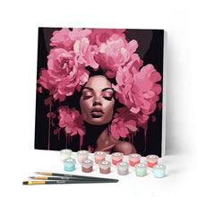 Cargar imagen en el visor de la galería, Mini Pintar por Números 20x20cm con bastidor - Corona di Peonie