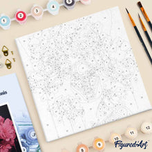 Cargar imagen en el visor de la galería, Mini Pintura por Números 20x20cm con bastidor - Corona di Peonie