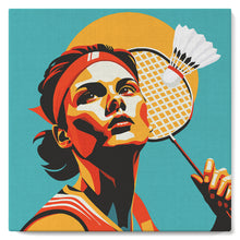 Cargar imagen en el visor de la galería, Mini Pintura por Números 20x20cm con bastidor - Póster Deportivo de Bádminton