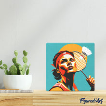 Cargar imagen en el visor de la galería, Mini Pintura por Números 20x20cm con bastidor - Póster Deportivo de Bádminton
