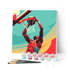 Cargar imagen en el visor de la galería, Mini Pintar por Números 20x20cm con bastidor - Póster Deportivo de Baloncesto