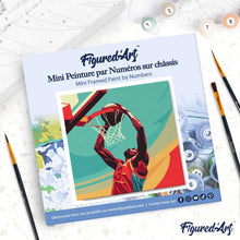 Cargar imagen en el visor de la galería, Mini Pintura por Números 20x20cm con bastidor - Póster Deportivo de Baloncesto