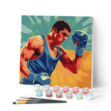 Cargar imagen en el visor de la galería, Mini Pintar por Números 20x20cm con bastidor - Póster Deportivo de Boxeo
