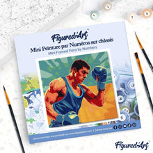 Cargar imagen en el visor de la galería, Mini Pintura por Números 20x20cm con bastidor - Póster Deportivo de Boxeo