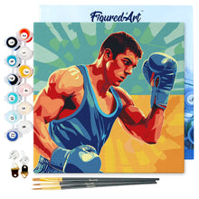 Cargar imagen en el visor de la galería, Mini Pintura por Números 20x20cm con bastidor - Póster Deportivo de Boxeo