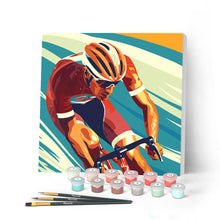 Cargar imagen en el visor de la galería, Mini Pintar por Números 20x20cm con bastidor - Póster Deportivo de Ciclismo