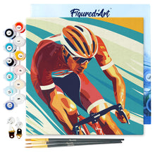 Cargar imagen en el visor de la galería, Mini Pintura por Números 20x20cm con bastidor - Póster Deportivo de Ciclismo