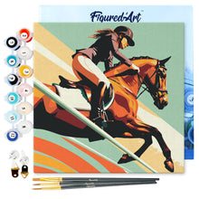 Cargar imagen en el visor de la galería, Mini Pintura por Números 20x20cm con bastidor - Póster Deportivo de Equitación