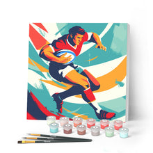 Cargar imagen en el visor de la galería, Mini Pintar por Números 20x20cm con bastidor - Póster Deportivo de Rugby