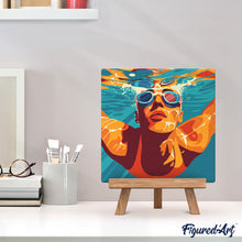 Cargar imagen en el visor de la galería, Mini Pintura por Números 20x20cm con bastidor - Póster Deportivo de Natación