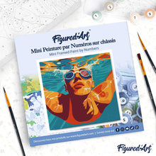 Cargar imagen en el visor de la galería, Mini Pintura por Números 20x20cm con bastidor - Póster Deportivo de Natación