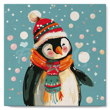 Cargar imagen en el visor de la galería, Mini Pintura por Números 20x20cm con bastidor - Pingüino feliz