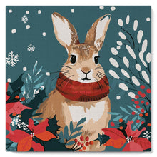 Cargar imagen en el visor de la galería, Mini Pintura por Números 20x20cm con bastidor - Conejito de Navidad