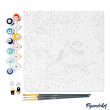 Cargar imagen en el visor de la galería, Mini Pintura por Números 20x20cm con bastidor - Pájaro rojo de invierno