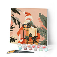 Cargar imagen en el visor de la galería, Mini Pintar por Números 20x20cm con bastidor - Papá Noel con regalos