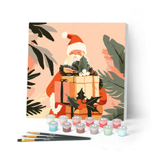 Cargar imagen en el visor de la galería, Mini Pintar por Números 20x20cm con bastidor - Papá Noel con regalos