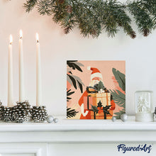 Cargar imagen en el visor de la galería, Mini Pintura por Números 20x20cm con bastidor - Papá Noel con regalos