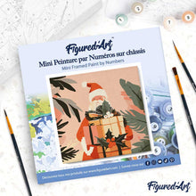 Cargar imagen en el visor de la galería, Mini Pintura por Números 20x20cm con bastidor - Papá Noel con regalos