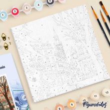 Cargar imagen en el visor de la galería, Mini Pintura por Números 20x20cm con bastidor - Navidad en Londres