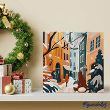 Cargar imagen en el visor de la galería, Mini Pintura por Números 20x20cm con bastidor - Callejón nevado